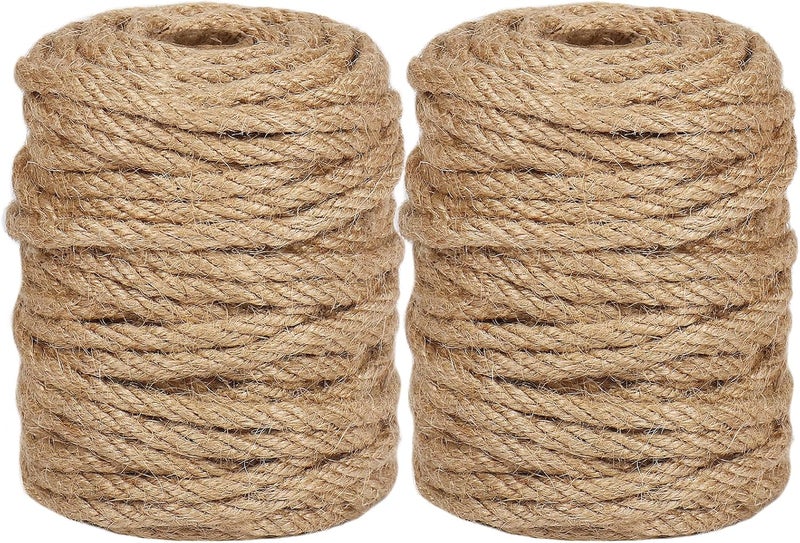 Vivifying 5mm Jute Rope, 2PCS 98 Feet Strong Natural Jute Twine for Crafts, Cat Scratching Post, Garden Plants, Bundling and Hanging (Brown) - Image 1